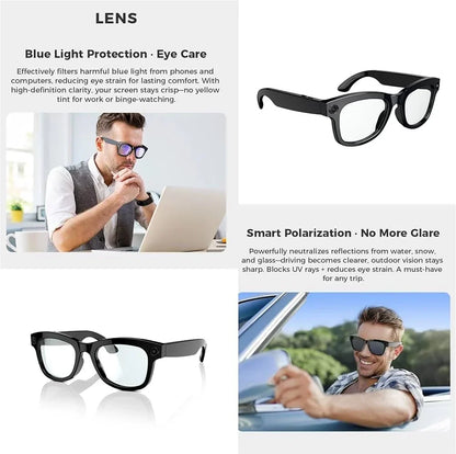 AI Smart Glasses with Camera, 8MP HD Bluetooth Camera Glasses, 1080P Video Recording, Sunglasses for Women Men || نظارات ذكية مزودة بكاميرا تعمل بالذكاء الاصطناعي، نظارات بلوتوث بدقة 8 ميجابكسل (HD) وتسجيل فيديو بدقة 1080P، مناسبة للرجال والنساء
