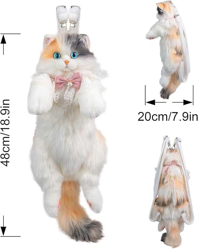 Stuffed Cat Plush Backpack | حقيبة ظهر قطيفة على شكل قطة | Cute Cat Backpack for Kids &amp; Cat Lovers