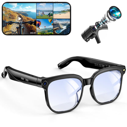 AI Smart Glasses with Camera, 8MP HD Bluetooth Camera Glasses, 1080P Video Recording, Sunglasses for Women Men || نظارات ذكية مزودة بكاميرا تعمل بالذكاء الاصطناعي، نظارات بلوتوث بدقة 8 ميجابكسل (HD) وتسجيل فيديو بدقة 1080P، مناسبة للرجال والنساء