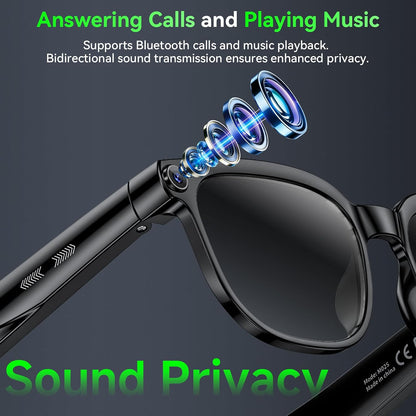 AI Smart Glasses with Camera, 8MP HD Bluetooth Camera Glasses, 1080P Video Recording, Sunglasses for Women Men || نظارات ذكية مزودة بكاميرا تعمل بالذكاء الاصطناعي، نظارات بلوتوث بدقة 8 ميجابكسل (HD) وتسجيل فيديو بدقة 1080P، مناسبة للرجال والنساء