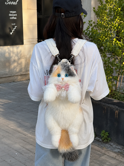 Stuffed Cat Plush Backpack | حقيبة ظهر قطيفة على شكل قطة | Cute Cat Backpack for Kids &amp; Cat Lovers