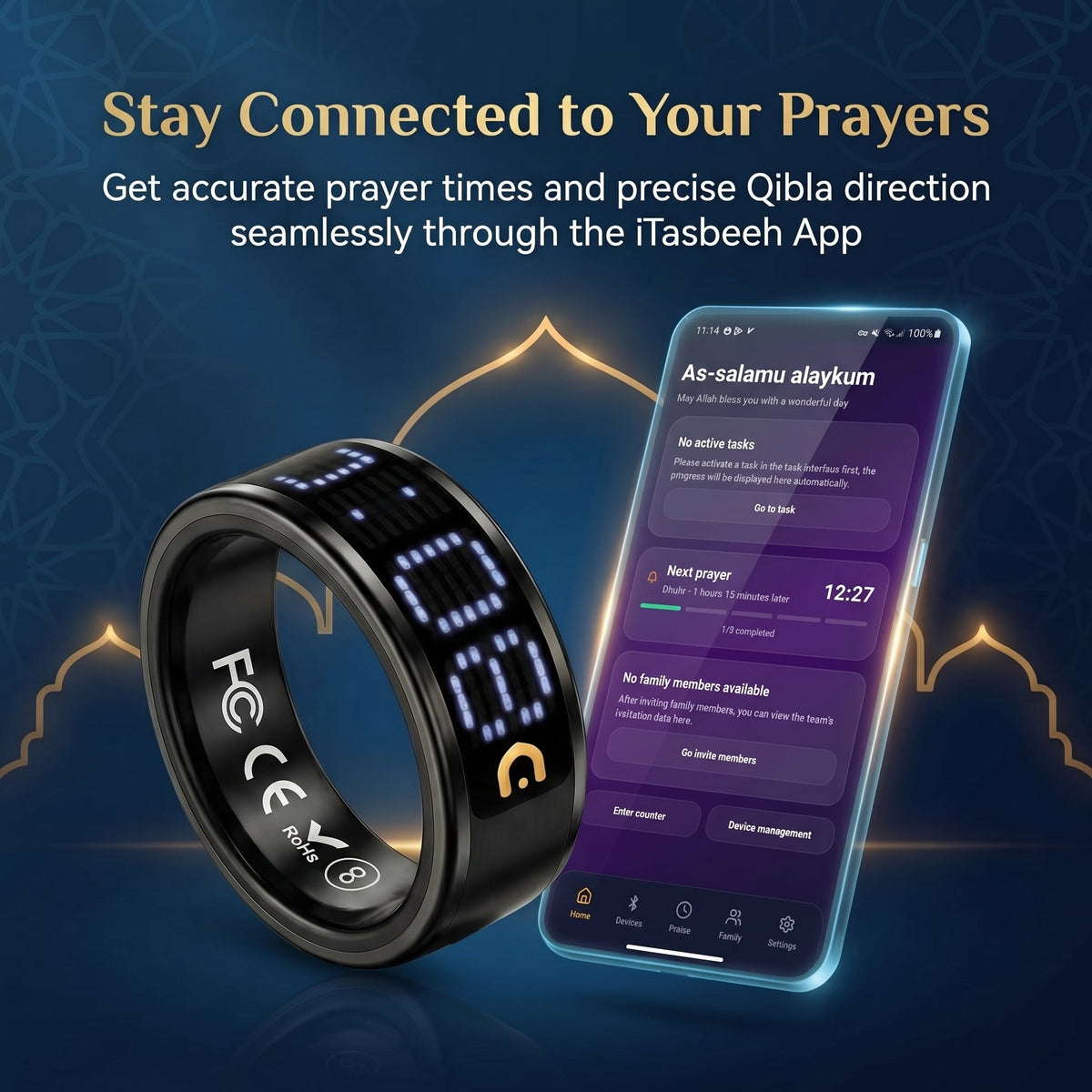 iTasbeeh Salam SQ666 Smart Zikr & Health Tracking Ring