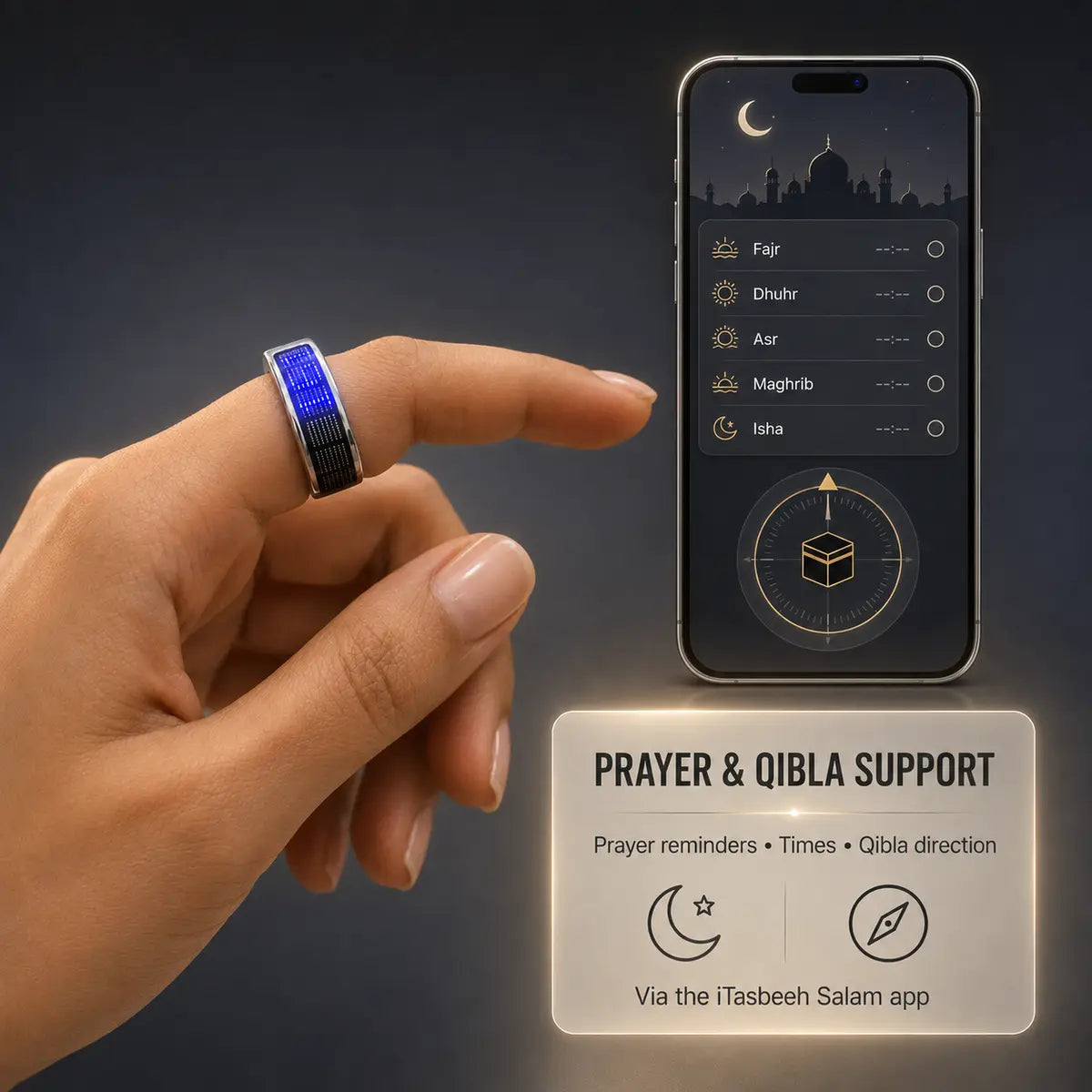 iTasbeeh Salam SQ666 Smart Zikr & Health Tracking Ring